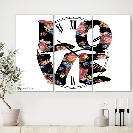 Designart Flower Power Love Multipanel Wall Clock